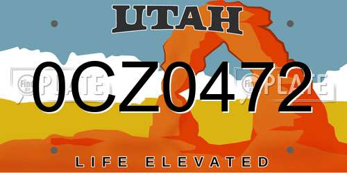 0CZ0472 Utah License Plate