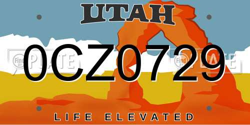 0CZ0729 Utah License Plate