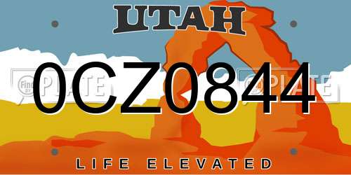 0CZ0844 Utah License Plate