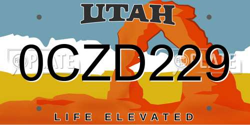0CZD229 Utah License Plate