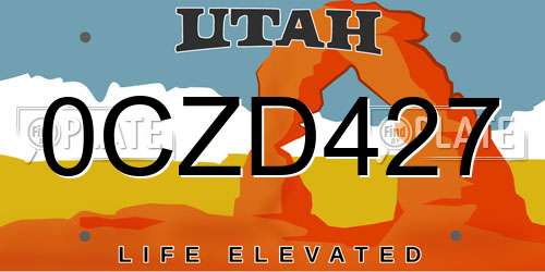 0CZD427 Utah License Plate