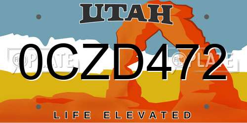 0CZD472 Utah License Plate