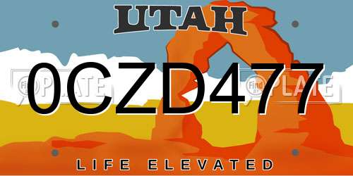 0CZD477 Utah License Plate