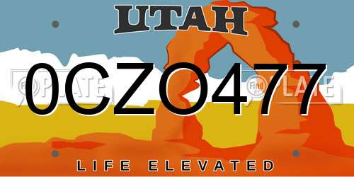 0CZO477 Utah License Plate