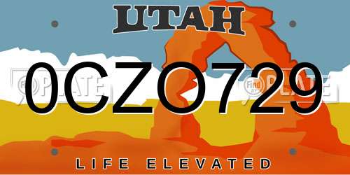 0CZO729 Utah License Plate