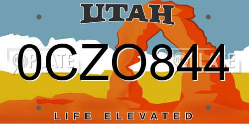 0CZO844 Utah License Plate