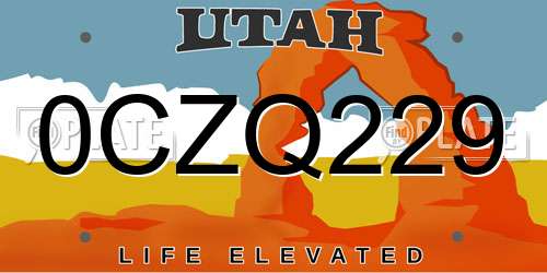 0CZQ229 Utah License Plate