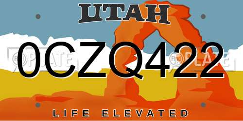 0CZQ422 Utah License Plate