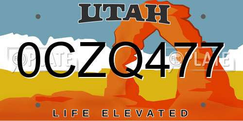 0CZQ477 Utah License Plate
