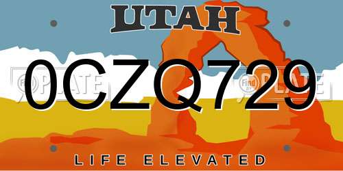 0CZQ729 Utah License Plate