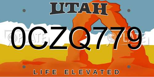 0CZQ779 Utah License Plate
