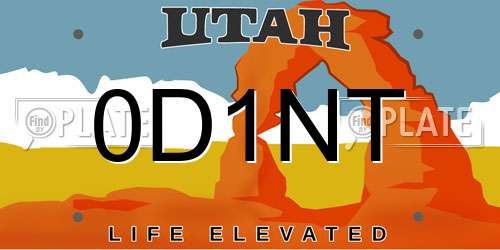 0D1NT Utah License Plate