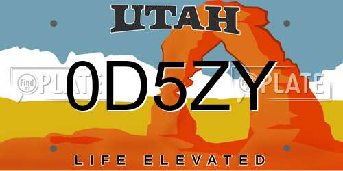 0D5ZY Utah License Plate