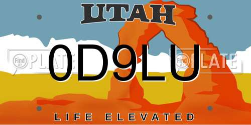 0D9LU Utah License Plate