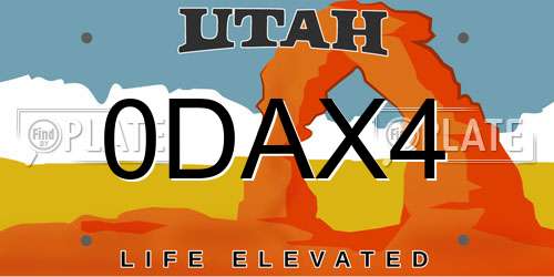 0DAX4 Utah License Plate