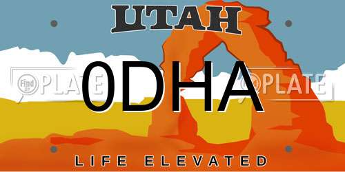 0DHA Utah License Plate