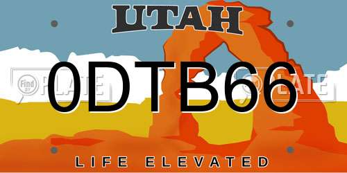 0DTB66 Utah License Plate