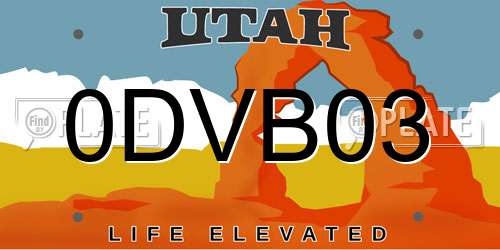 0DVB03 Utah License Plate