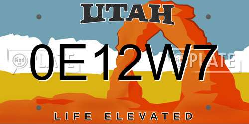 0E12W7 Utah License Plate