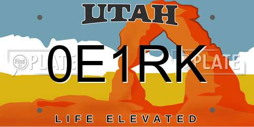 0E1RK Utah License Plate