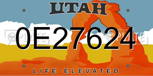 0E27624 Utah License Plate
