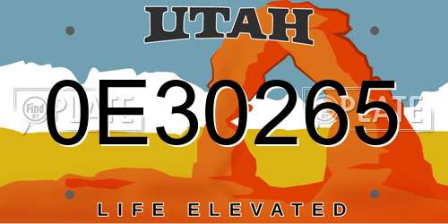 0E30265 Utah License Plate