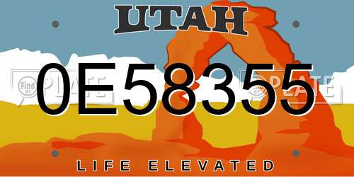 0E58355 Utah License Plate