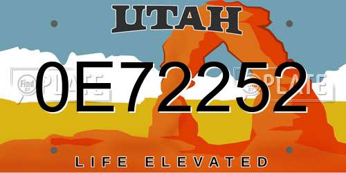 0E72252 Utah License Plate