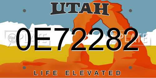 0E72282 Utah License Plate