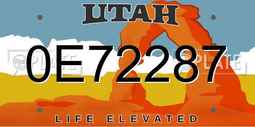 0E72287 Utah License Plate