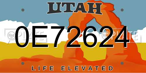0E72624 Utah License Plate