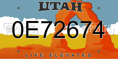 0E72674 Utah License Plate