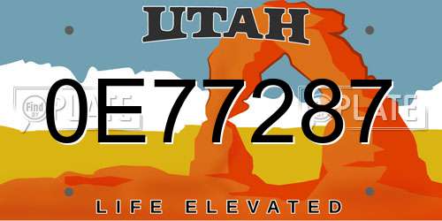 0E77287 Utah License Plate