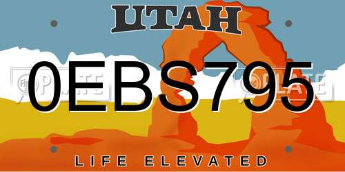 0EBS795 Utah License Plate