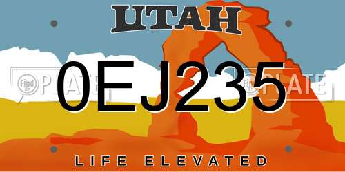 0EJ235 Utah License Plate