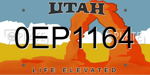 0EP1164 Utah License Plate