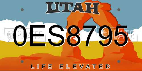 0ES8795 Utah License Plate