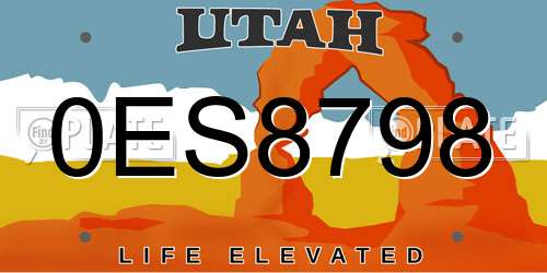 0ES8798 Utah License Plate