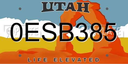 0ESB385 Utah License Plate