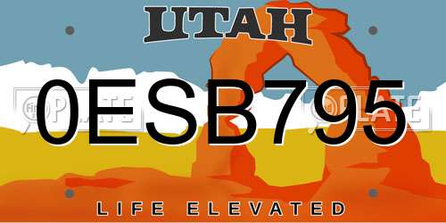 0ESB795 Utah License Plate
