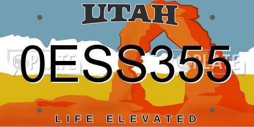 0ESS355 Utah License Plate