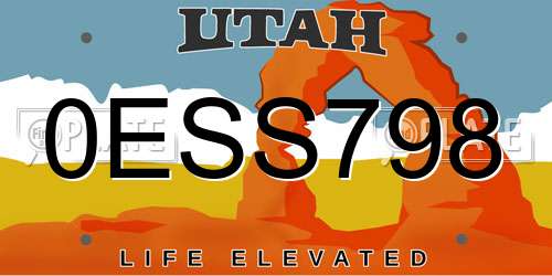 0ESS798 Utah License Plate