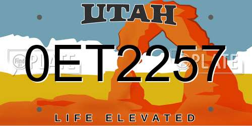 0ET2257 Utah License Plate