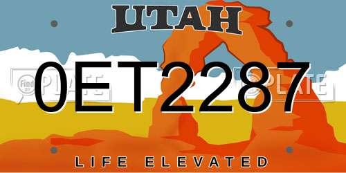 0ET2287 Utah License Plate