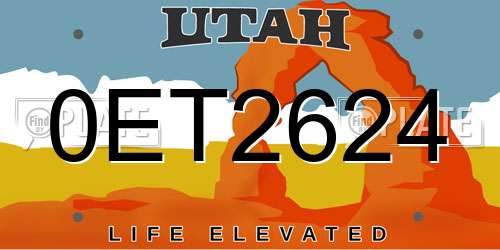 0ET2624 Utah License Plate