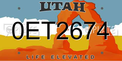 0ET2674 Utah License Plate