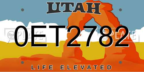 0ET2782 Utah License Plate