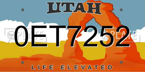 0ET7252 Utah License Plate