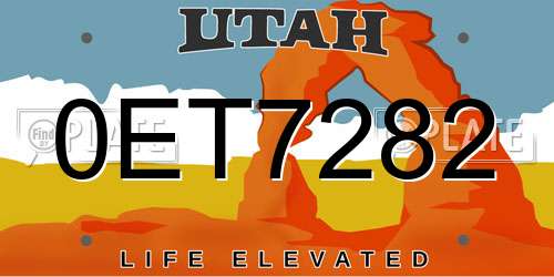 0ET7282 Utah License Plate