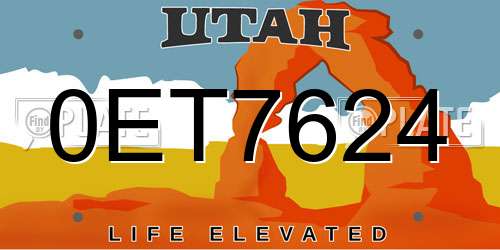 0ET7624 Utah License Plate